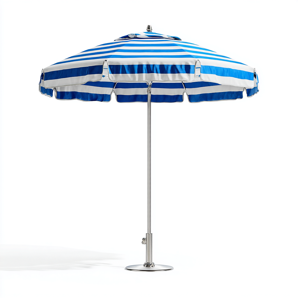 Sombrilla de jardín parasol metal y tela 260x260x240 cm azul - blanco apta para exterior - diseño clásico- Nestupden