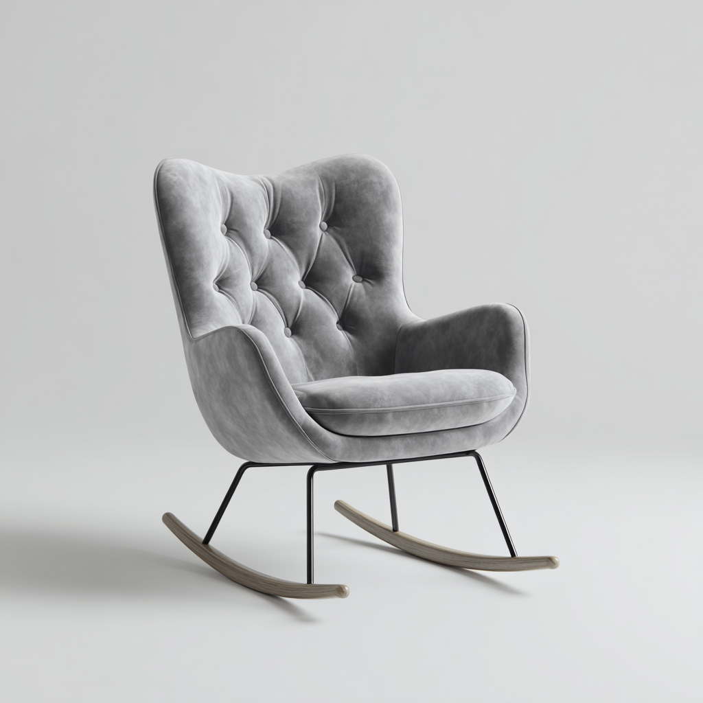 Mecedora tapizada - tela 84x75x102 cm - gris claro - uso en sala de estar - diseño moderno- Nestupden