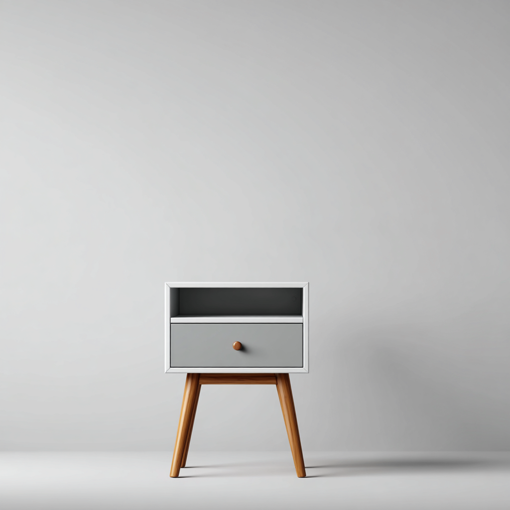 Mesita de noche madera 48x35x63 cm - blanco - gris - madera - diseño moderno - apta para dormitorio- Nestupden