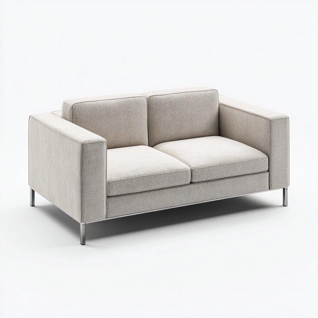 Sofá de 2 plazas tapizado 155x85x85 cm - beige claro - apto para salón - diseño moderno- Nestupden