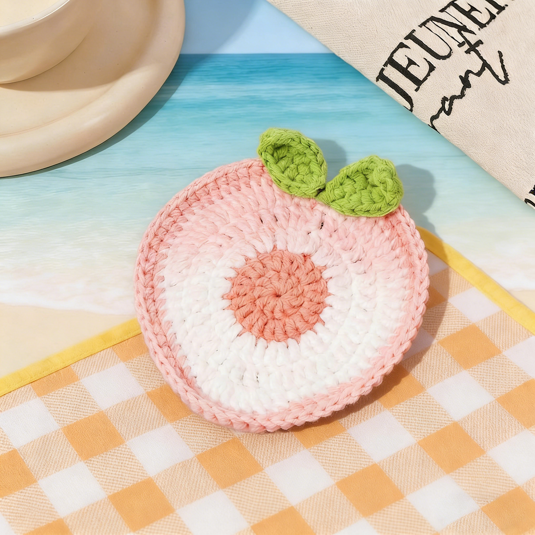 Sous-verres fruits au crochet, pastèque citron kiwi pêche