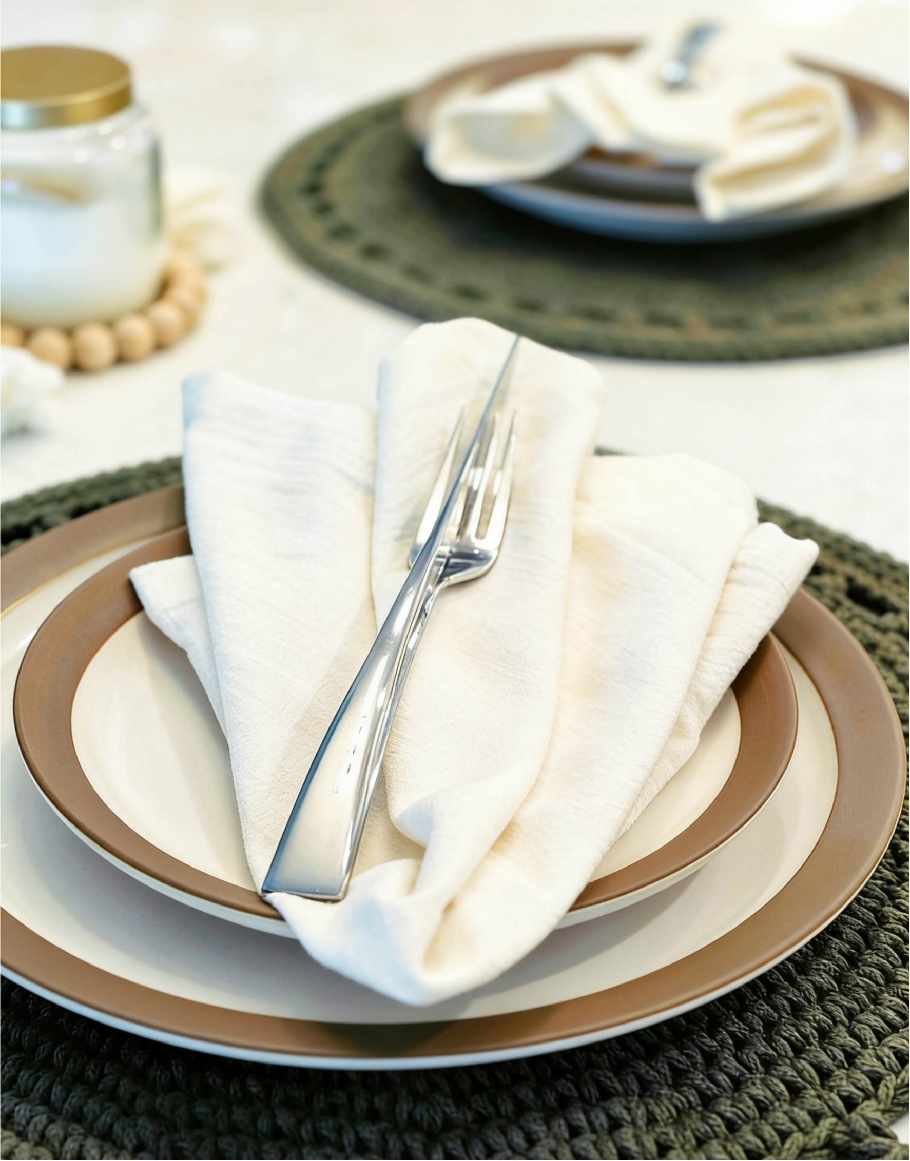 Set de table rond crocheté en coton, moderne, disponible en 2 tailles