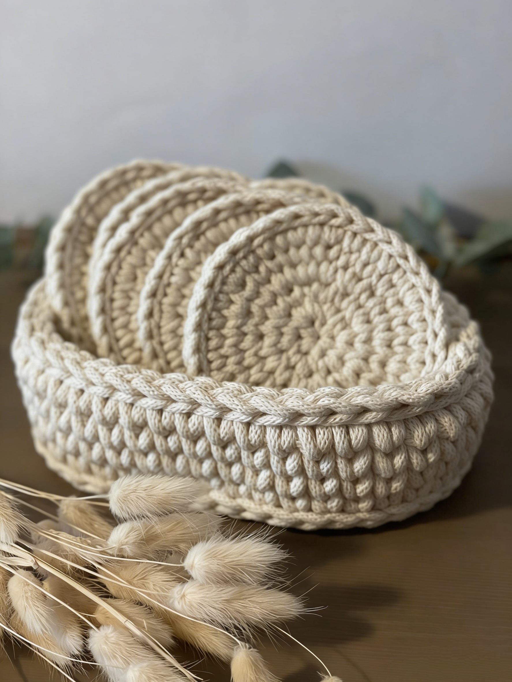 Ensemble de 6 sous-verres avec panier ovale au crochet