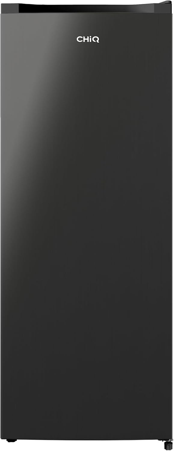 CHiQ Congélateur armoire CSD208D4E – 177L, Congélation 4 étoiles, Ultra silencieux (39 dB), Design en acier noir, Pieds réglables, Porte réversible 540 x 550 x 1440 mm
