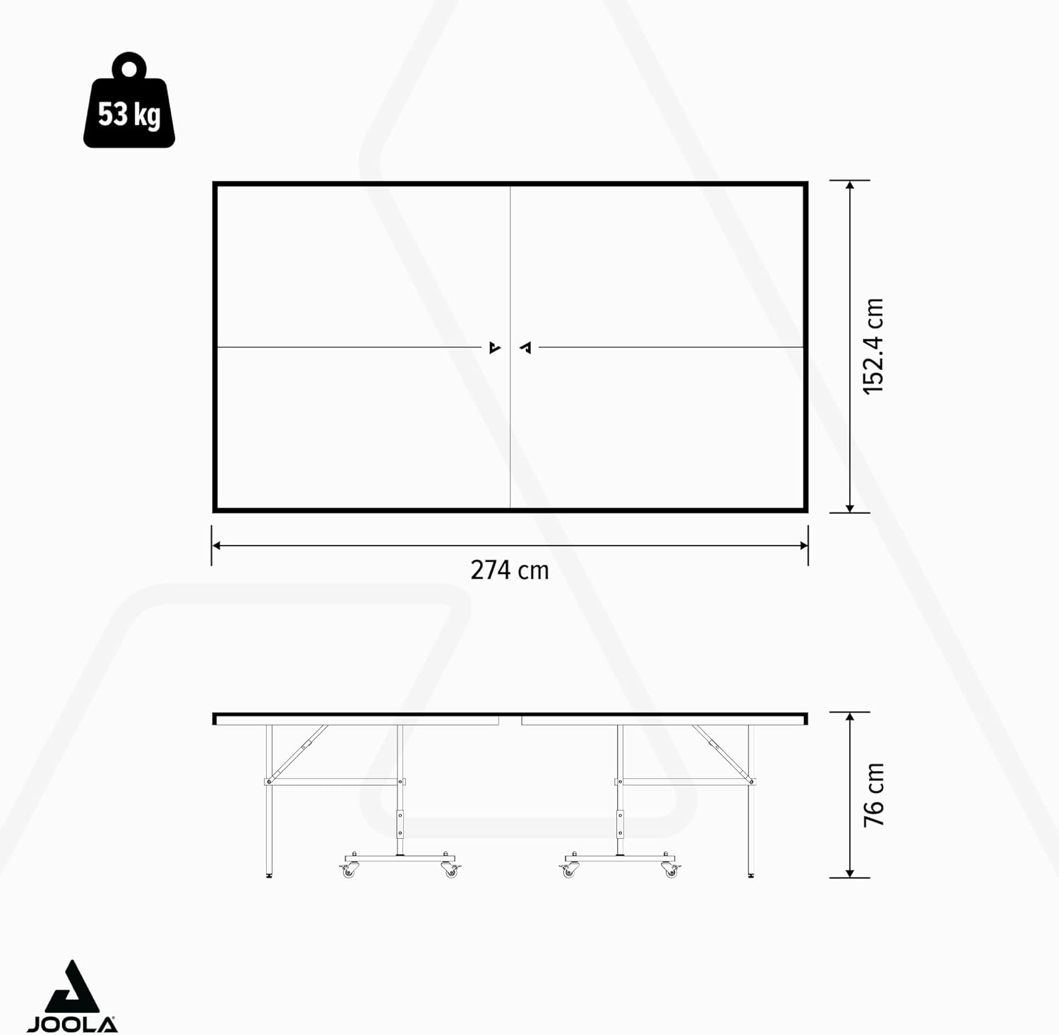 JOOLA Tables de Tennis de Table Inside, Table de ping-Pong d'intérieur, Piètement Pliable - Montage Rapide - Filet Inclus, 274 x 152,5 x 76 cm
