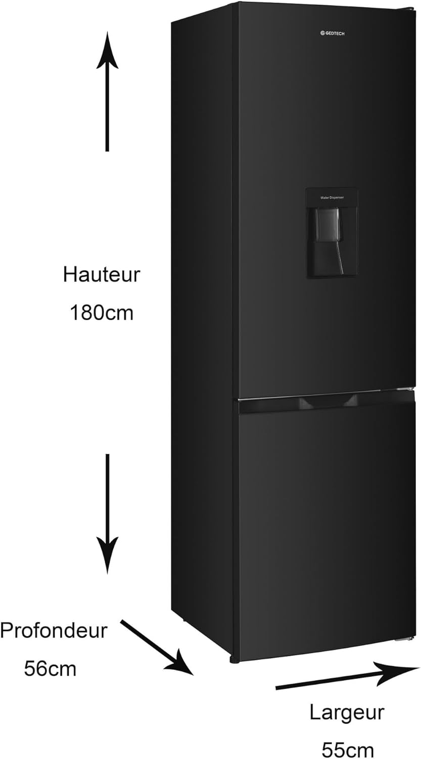 GEDTECH Refrigerateur combiné - congélateur bas - GCB262BL Noir - capacité 262L - Classe E