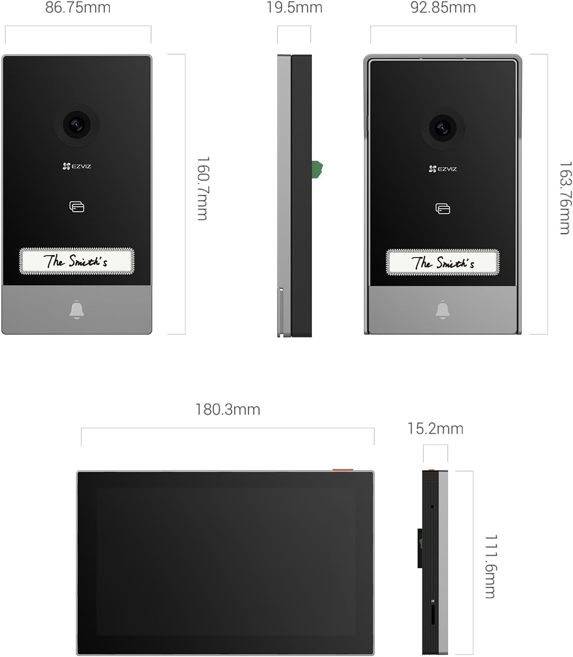 EZVIZ HP7 2K Visiophone Connecté Interphone Vidéo, 7 Pouces Moniteur Tactile, Unlock à Distance, 2 Fils, Détection Humaine, Option RFID, Audio Bidirectionnel, Vision Nocturne, étanche, WiFi dual-Band