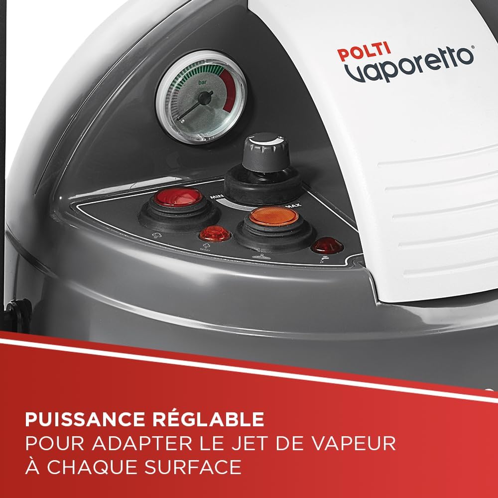 Polti Vaporetto Eco Pro 3.0, Nettoyeur à Vapeur avec Chaudière et Bouchon de Sécurité, Puissance de la Chaudière Max. 2000 W, Réservoir de 2 L, 9 Accessoires Inclus, Fabriqué en Italie, Gris