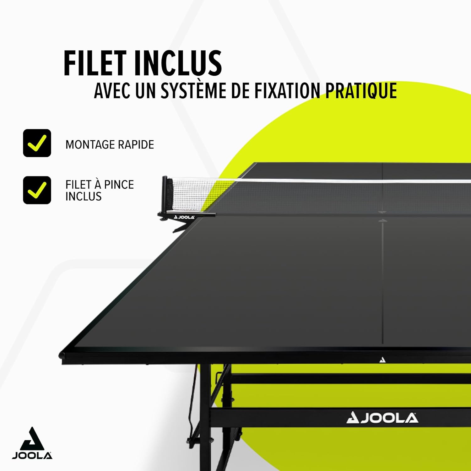 JOOLA Tables de Tennis de Table Inside, Table de ping-Pong d'intérieur, Piètement Pliable - Montage Rapide - Filet Inclus, 274 x 152,5 x 76 cm