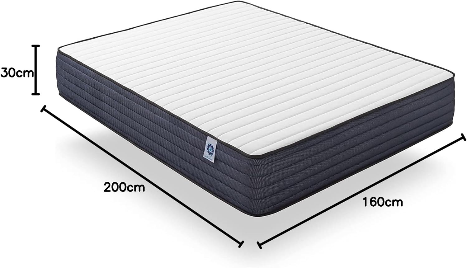 NATURALEX - Matelas PerfectSleep 160x200 cm - 30 cm - Soutien Mousse à mémoire de Forme - Accueil Blue Latex - Confort Ferme - Respirant - 7 Zones - Réversible - Haute Densité - Fabriqué en Europe