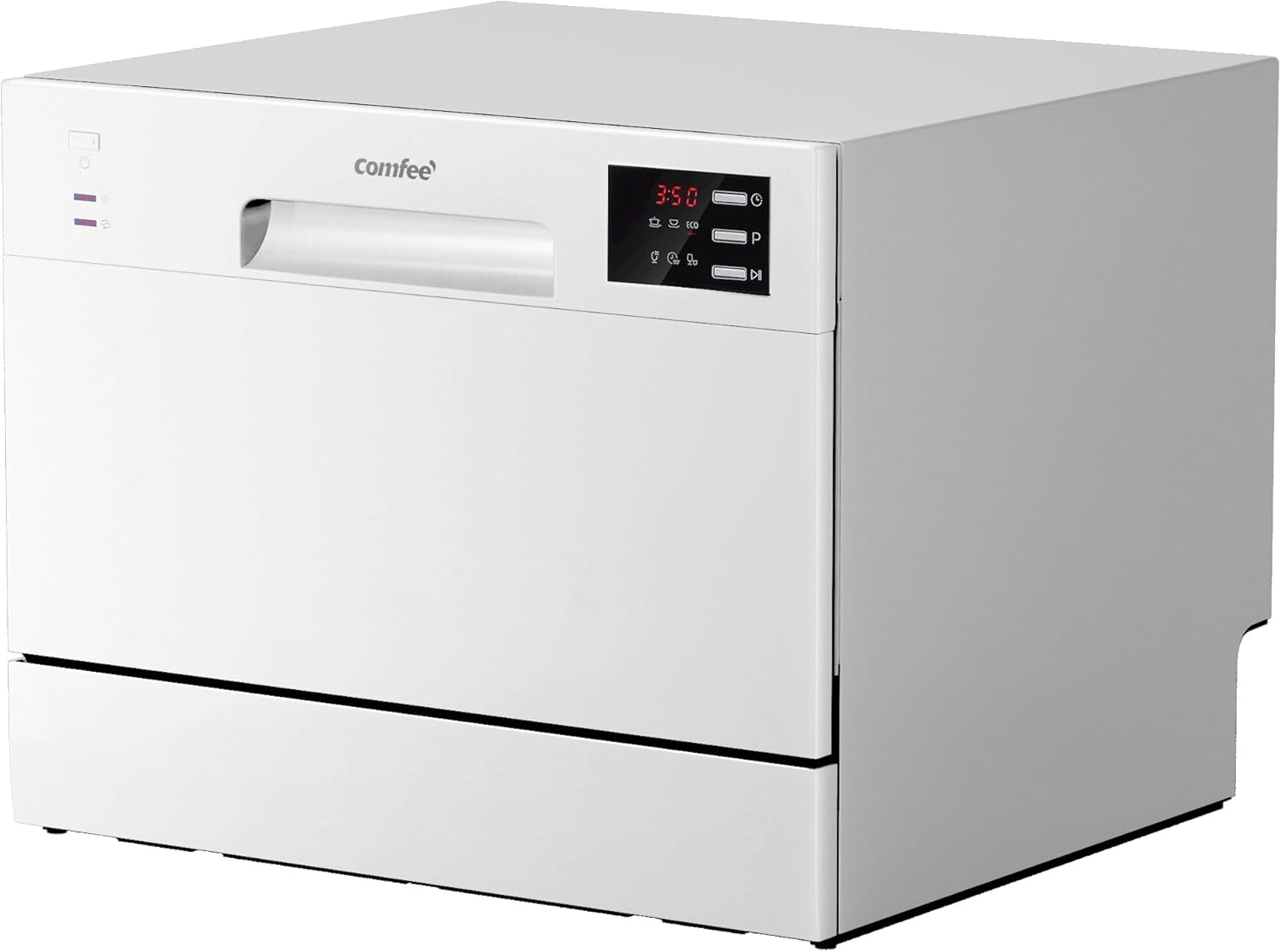 COMFEE' TD602E-W Lave-vaisselle compact pose libre, écran LED, 6,5 litres, blanc, niveau sonore : 47 dB