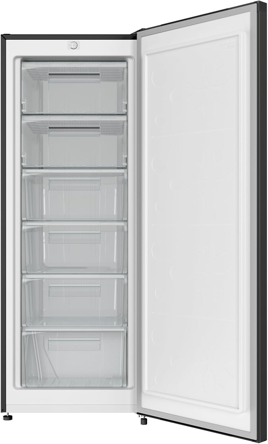 CHiQ Congélateur armoire CSD208D4E – 177L, Congélation 4 étoiles, Ultra silencieux (39 dB), Design en acier noir, Pieds réglables, Porte réversible 540 x 550 x 1440 mm