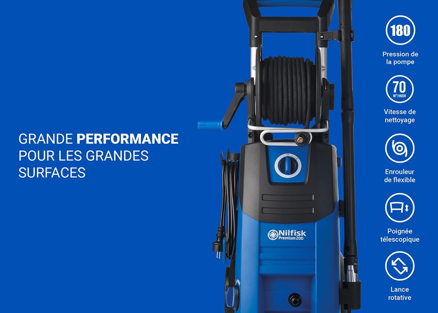 Nilfisk Nettoyeur Haute Pression Premium 200 Bars - Grande Performant pour Le Jardin, Terrasse et Voiture (3300 W) 128471362