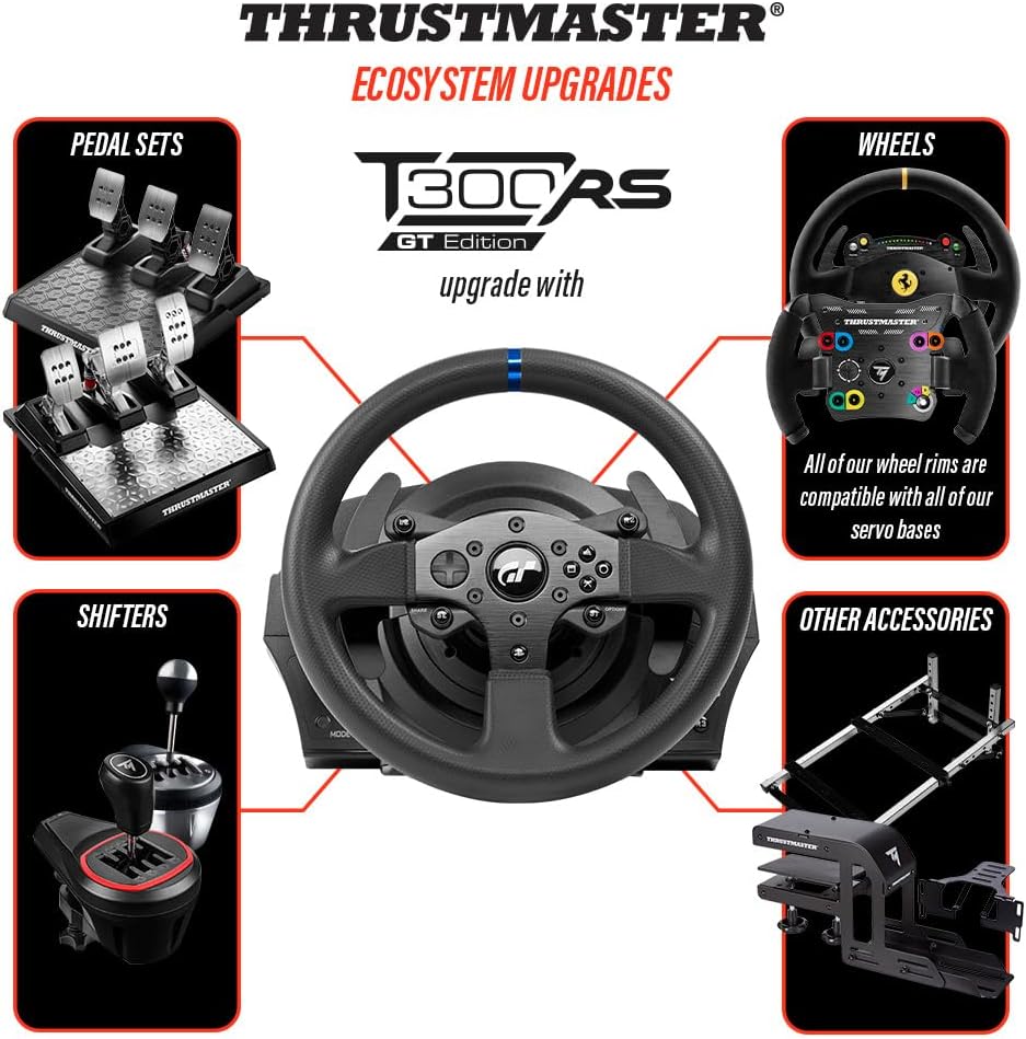 Thrustmaster T300 RS GT - Ensemble volant et pédales de course hautes performances avec retour de force pour PC, PS4, PS5 et PS5 Pro