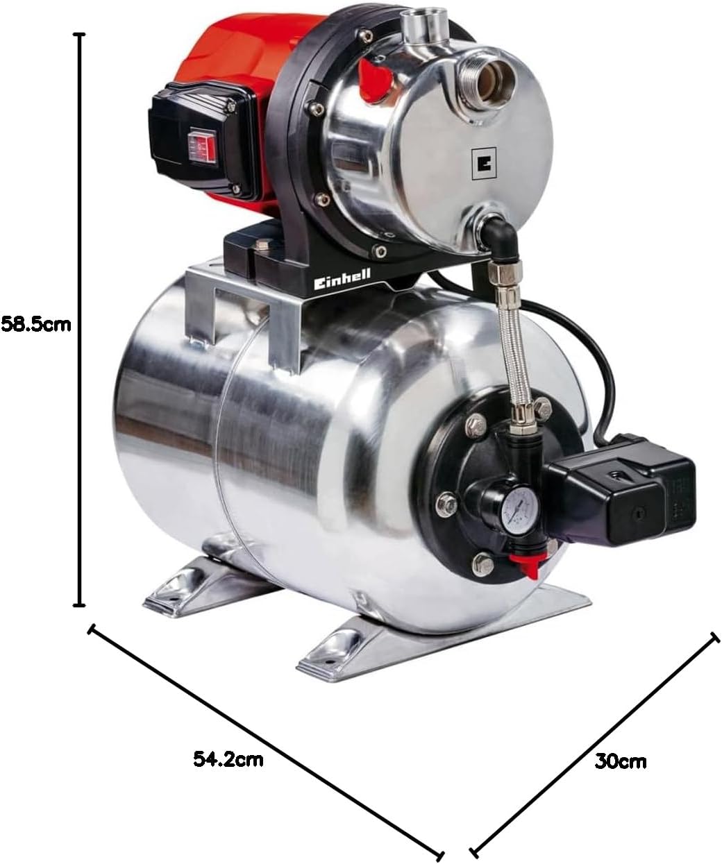 Einhell Groupe de surpression GC-WW 1250 NN (1200 W, Hauteur de refoulement 50 m, Hauteur d'aspiration 8 m, Pression 5 bar, Pression de démarrage max. 1,5 bar)