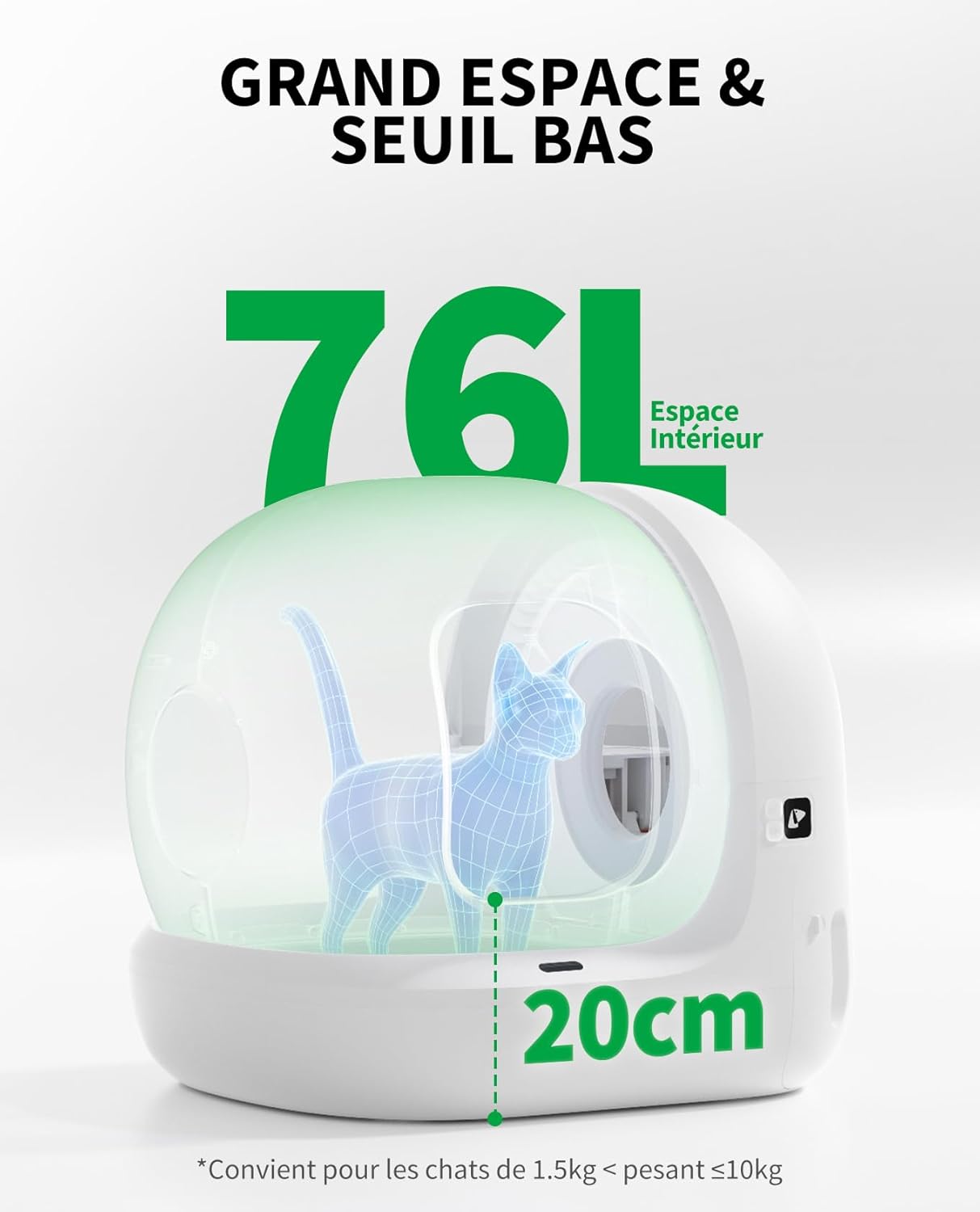 PETKIT Pura Max 2 Litiere Chat Autonettoyante, Bac à Litter Automatic Amélioré, Anti-fuites/Pincement/Odeur, xSecure, Contrôle APP, Capacité 76L pour Plusieurs Chats