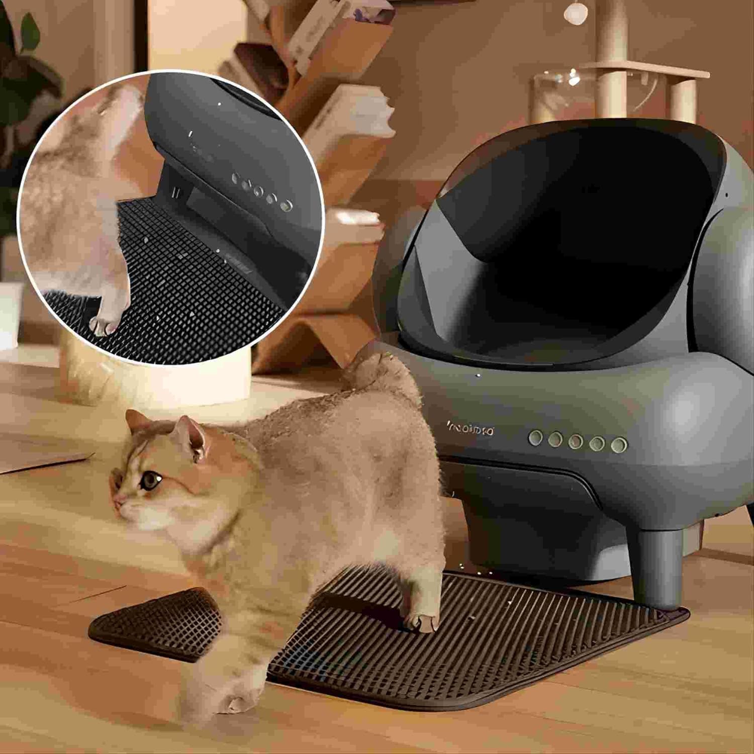 M1 Litière Auto-nettoyante à Couvercle Ouvert pour Chat, bac à litière Automatique avec contrôle par Application, élimination des déchets sans Odeur, Sacs Poubelle et Tapis de litière pour Chat