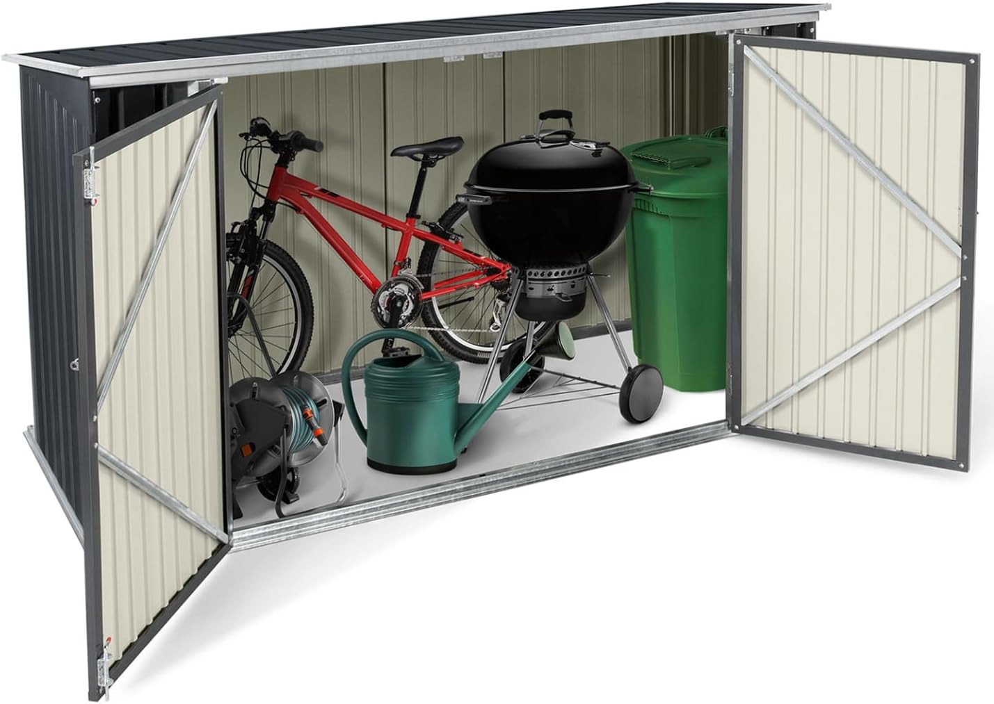 IDMarket - Abri de Jardin en métal verrouillable Multi-Rangement pour Stockage vélos, Outils, poubelles