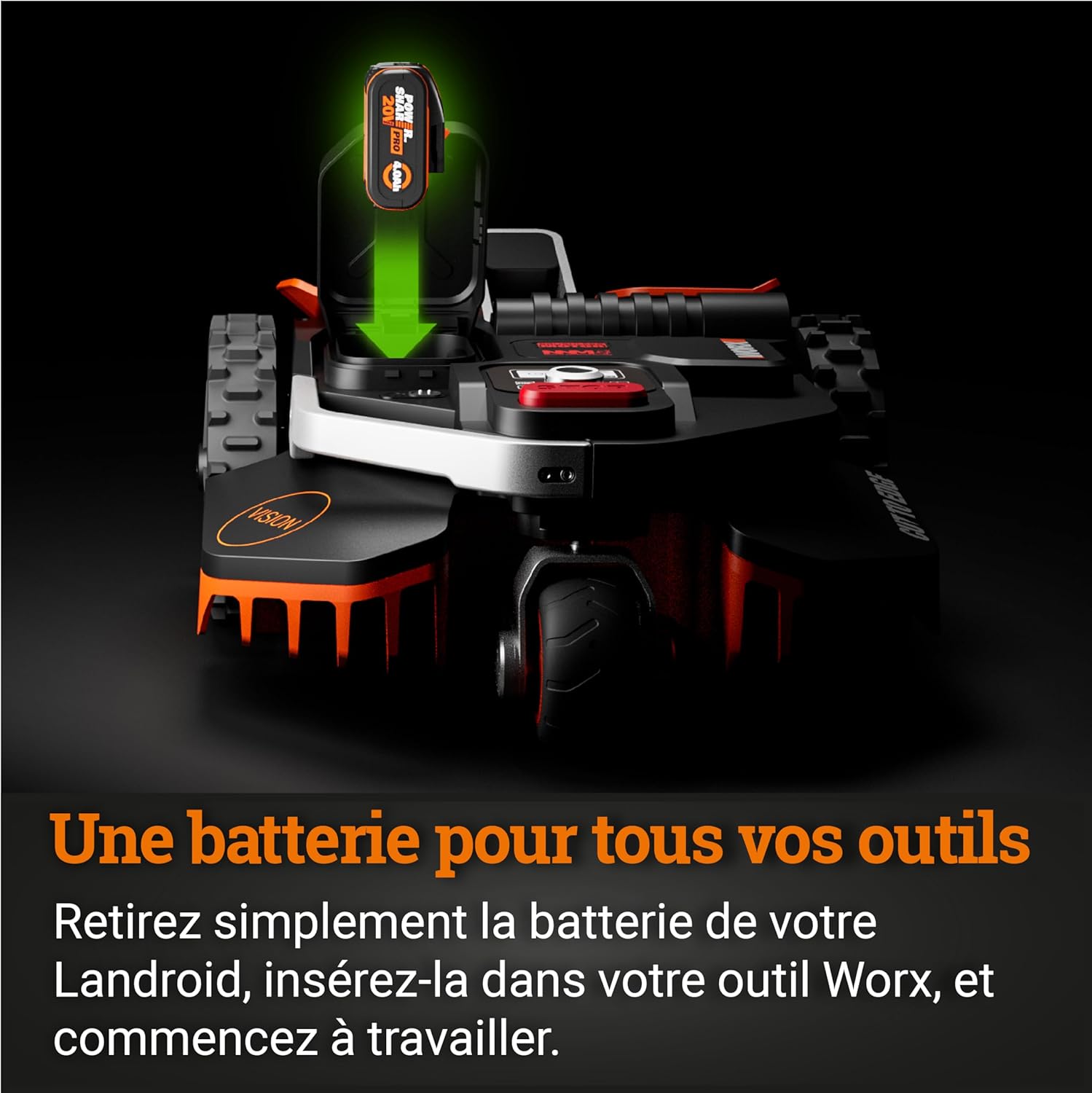 WORX LANDROID Vision WR205E, Robot Tondeuse sans Fil périphérique 500 m² Surf.Max 600 m², Installation en 30 Min, Caméra 4K + IA Adaptative, évite Tous Les Obstacles, Coupe des Bordures, Multizone