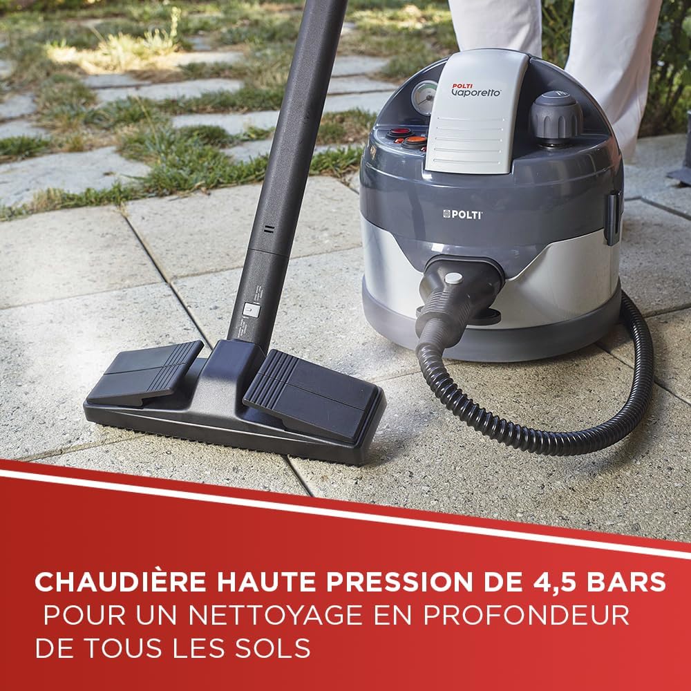 Polti Vaporetto Eco Pro 3.0, Nettoyeur à Vapeur avec Chaudière et Bouchon de Sécurité, Puissance de la Chaudière Max. 2000 W, Réservoir de 2 L, 9 Accessoires Inclus, Fabriqué en Italie, Gris