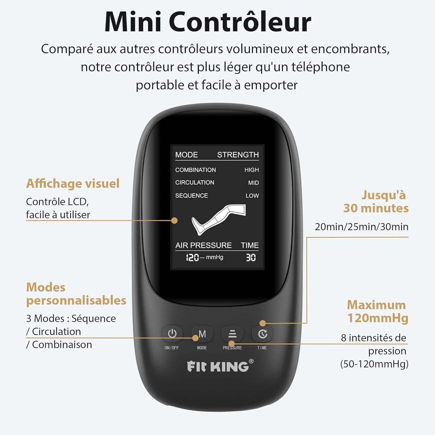 FIT KING Massage Jambes, Bottes de Pressothérapie pour la Détente, Appareil de Massage Piedss Idéal après le Sport pour des Jambes Légères (M)