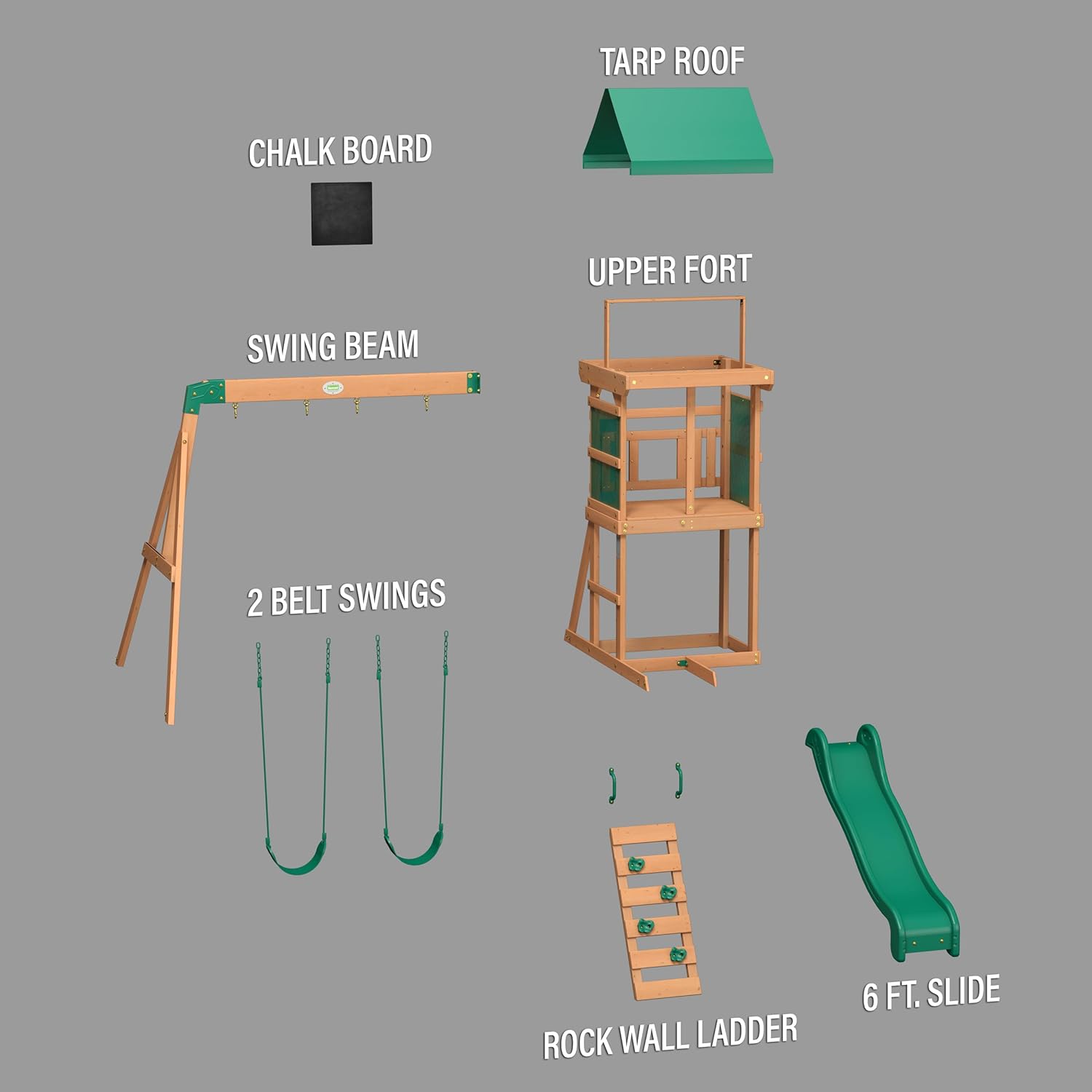 Backyard Discovery Buckley Hill, Aire de Jeux en Bois | Portique Balançoire avec Mur d'escalade, Toboggan et Balançoire, Bac à Sable | Cabane Exterieur Enfant, Jeux Exterieur, +3 Ans