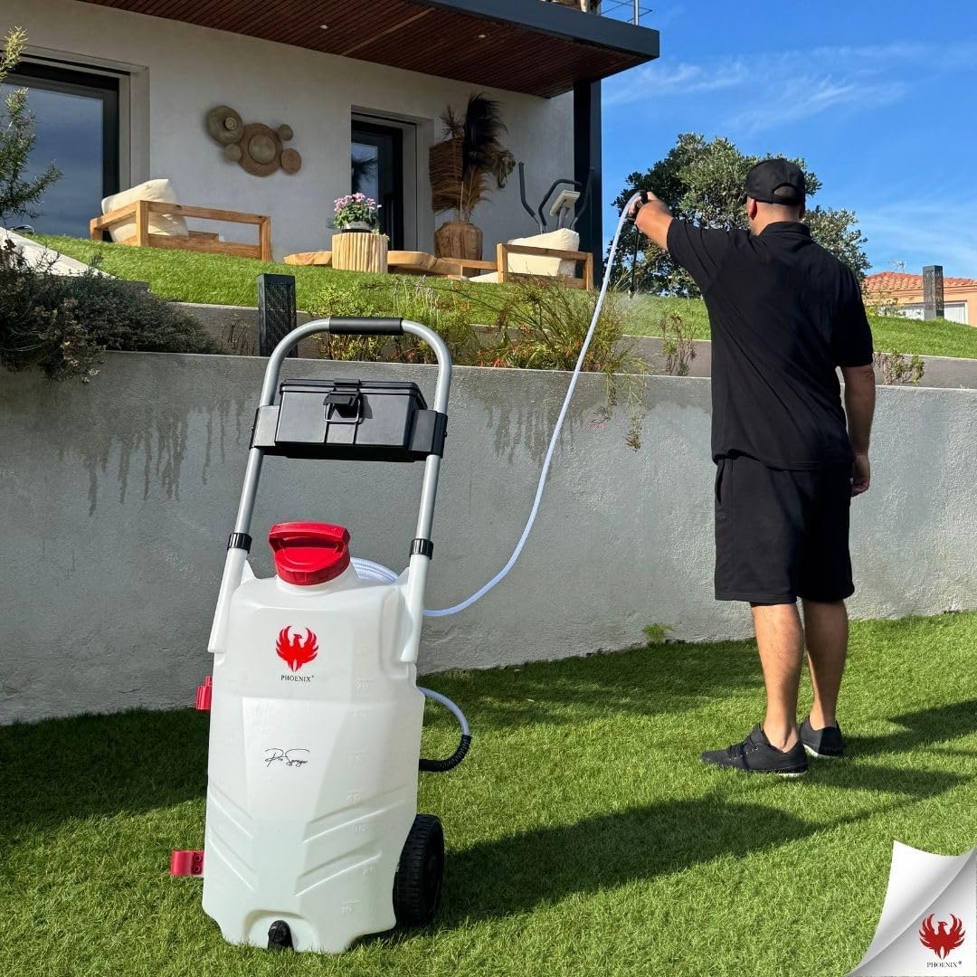 PHOENIX - Pro Sprayer Evo Pulvérisateur Électrique 35L - 1 Batterie Lithium 18V - Portée 10m - Autonomie 3h - Idéal pour Démoussage, Nettoyage et Entretien Extérieur - Pulvérisateur Toiture