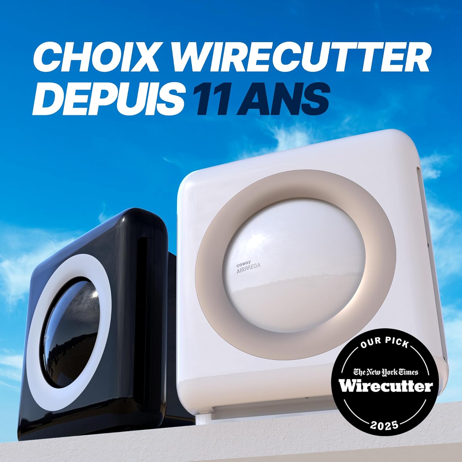COWAY Purificateur d'air Maison, Choix EU Wirecutter, Mode Eco, Ioniseur, Élimine 99,99% Particules Nocives 0,01 µm Allergies, Fumée, Pollen, Animaux Dom, CADR 421m³/H, Ap-1512hh - MIGHTY (Noir)