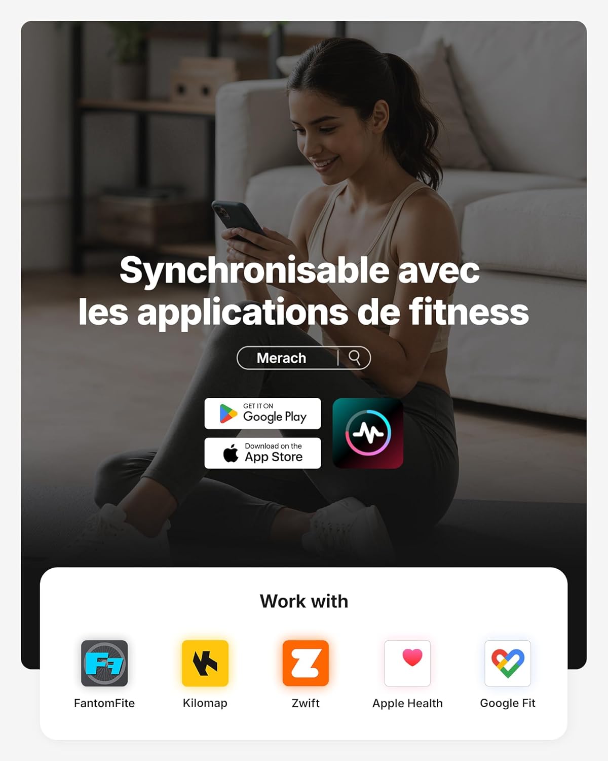 MERACH Vélo d'Appartement pour la Maison - Vélo de Fitness d'Intérieur Silencieux avec Résistance Réglable, Écran LCD, Siège Confortable, pour Entraînement Cardio, App Exclusive, Capacité Max 136KG