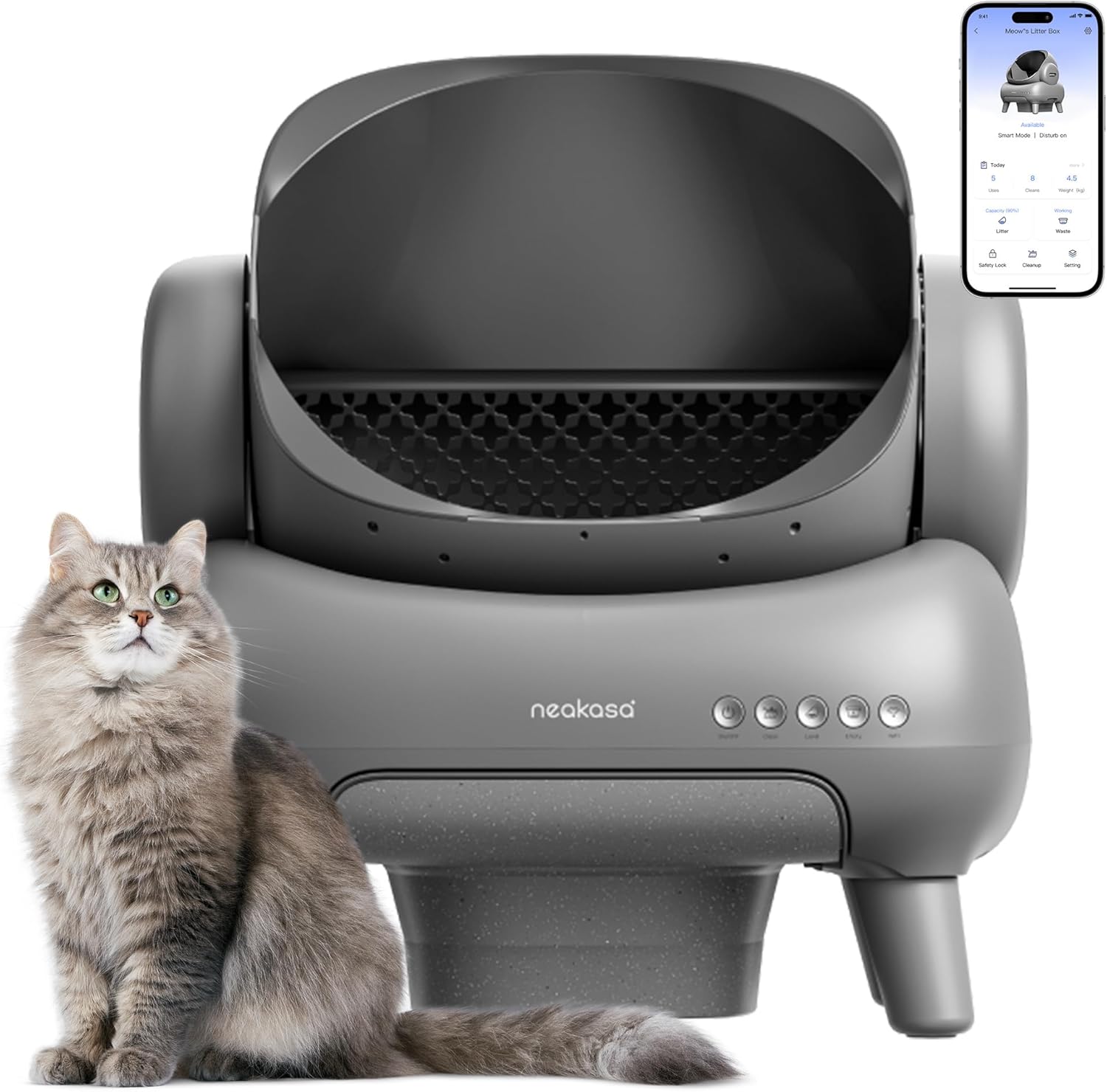 M1 Litière Auto-nettoyante à Couvercle Ouvert pour Chat, bac à litière Automatique avec contrôle par Application, élimination des déchets sans Odeur, Sacs Poubelle et Tapis de litière pour Chat