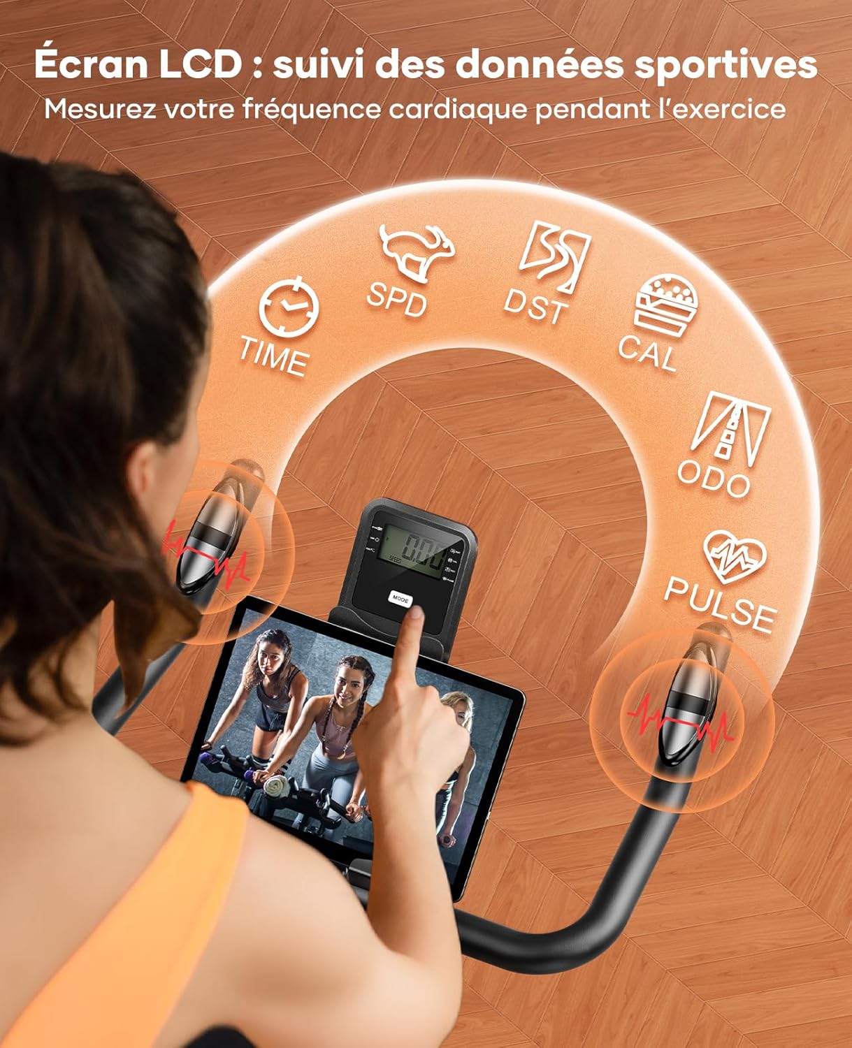 TOPUTURE Velo D Appartement Magnetique, Velo Appartement Connecté APP, Résistance réglable, Vélo d'intérieur avec silencieux, Vélos D'appartement avec fréquence cardiaque Capacité 160KG
