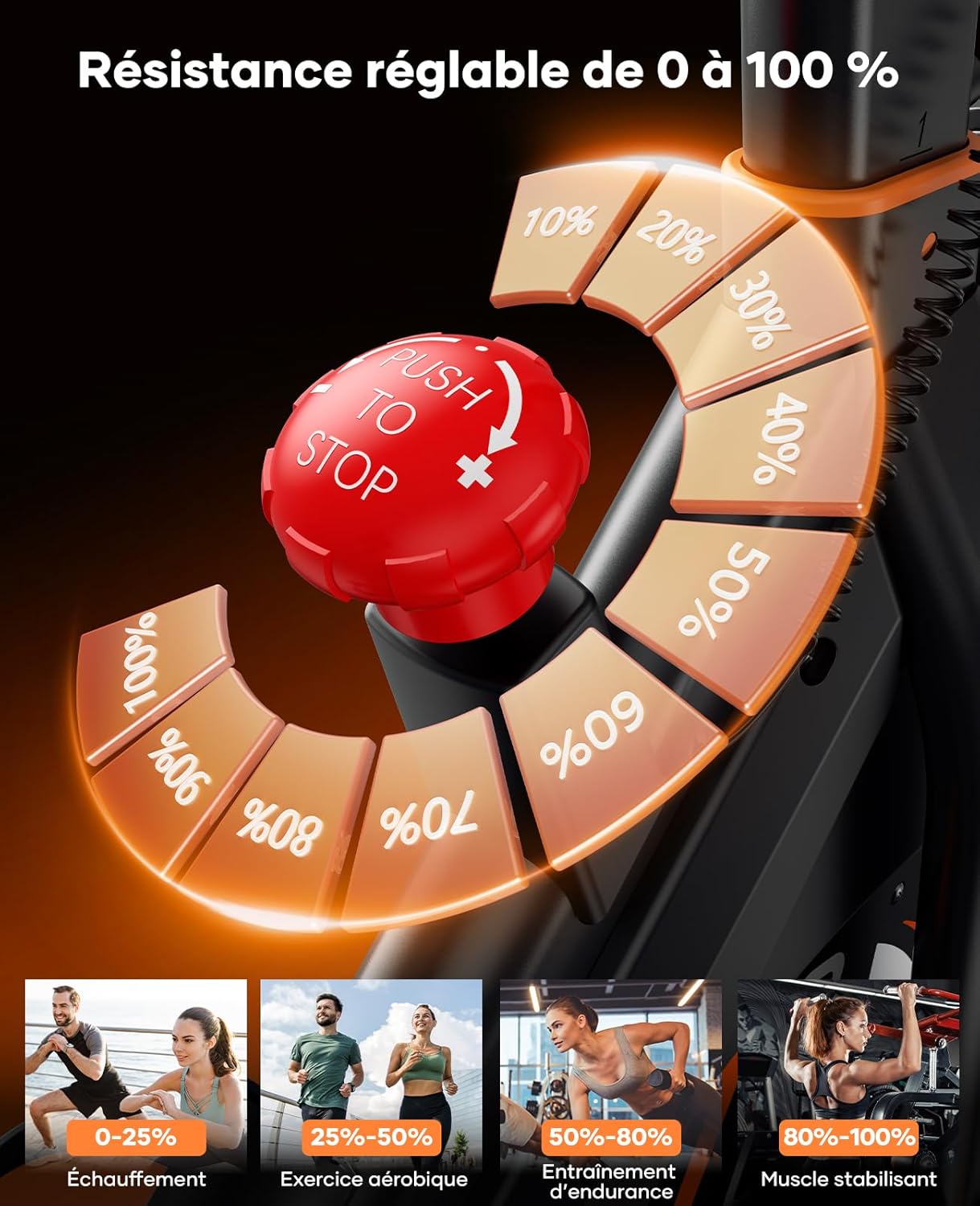 TOPUTURE Velo D Appartement Magnetique, Velo Appartement Connecté APP, Résistance réglable, Vélo d'intérieur avec silencieux, Vélos D'appartement avec fréquence cardiaque Capacité 160KG