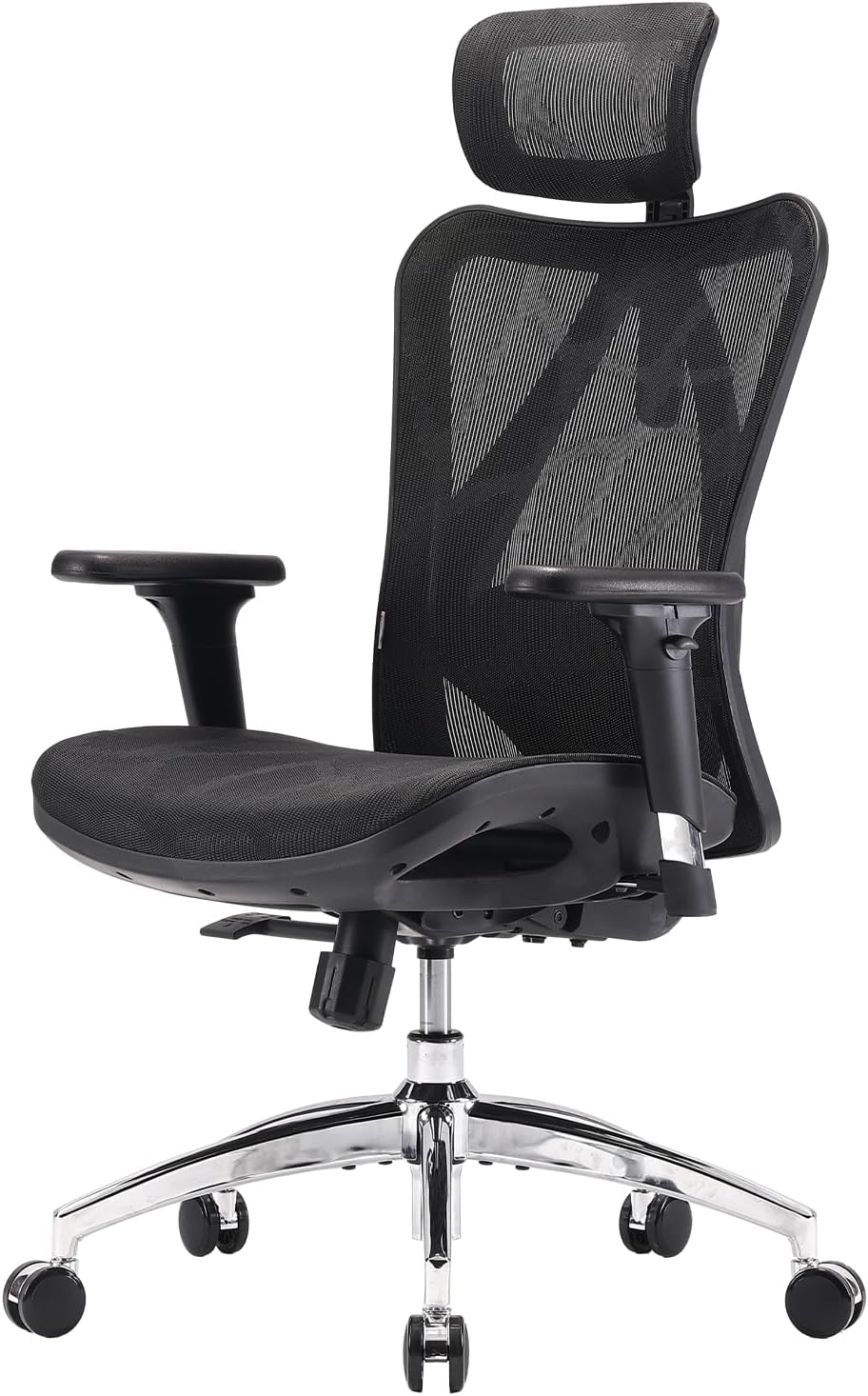 SIHOO Chaise de Bureau Ergonomique pour Ordinateur avec appuie-tête réglable, Dossier et accoudoirs en Maille Noir Mesh Chiar