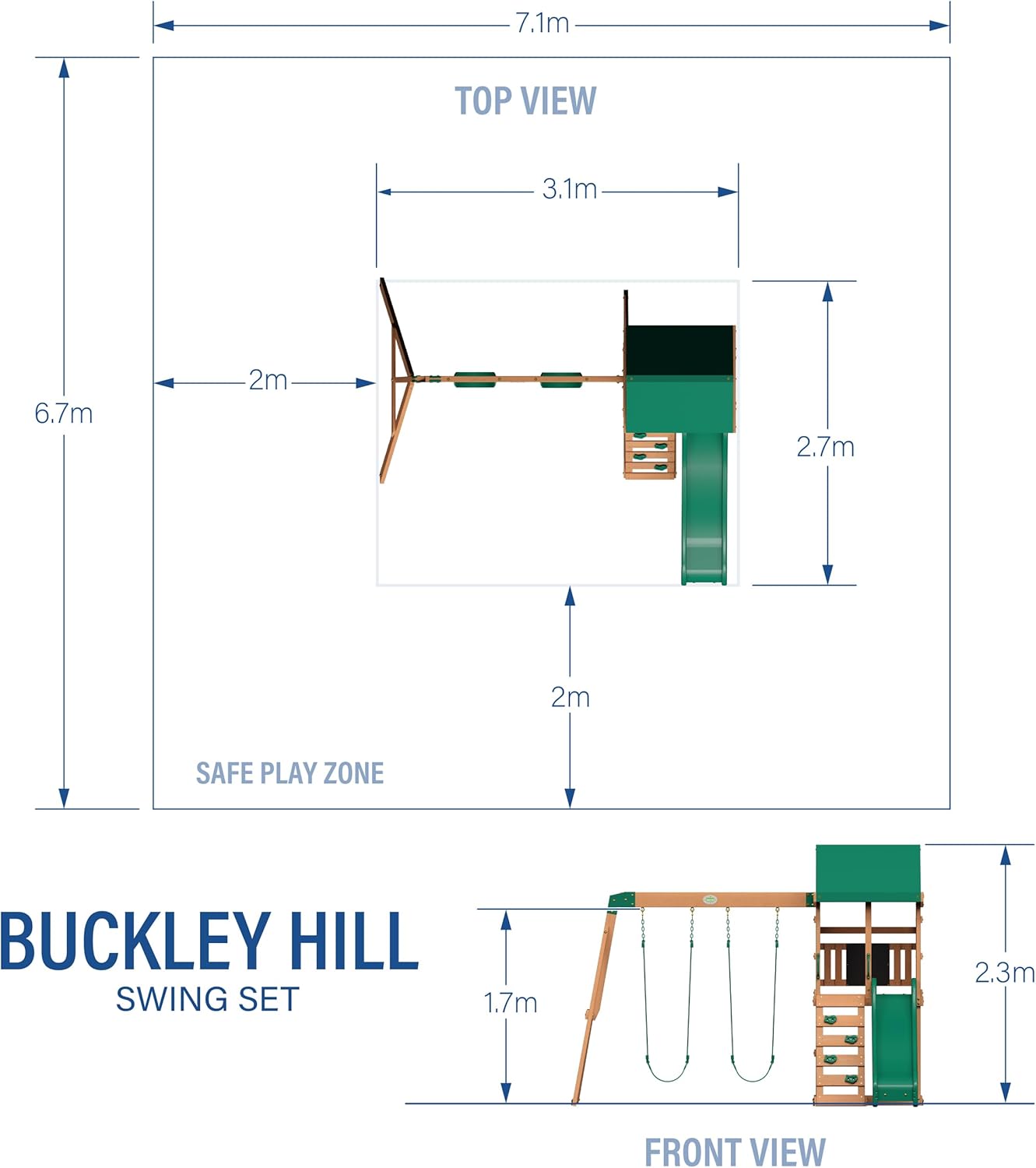 Backyard Discovery Buckley Hill, Aire de Jeux en Bois | Portique Balançoire avec Mur d'escalade, Toboggan et Balançoire, Bac à Sable | Cabane Exterieur Enfant, Jeux Exterieur, +3 Ans