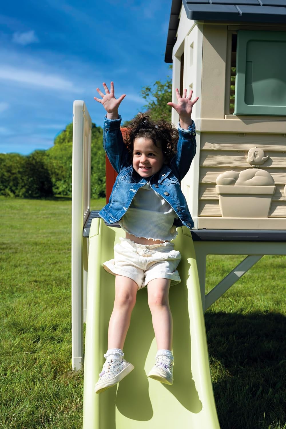 Smoby Life - Maison Pilotis - Plateforme de 70 cm - Echelle, Toboggan - Matière Recyclée - A Partir de 2 Ans - Fabrication Française
