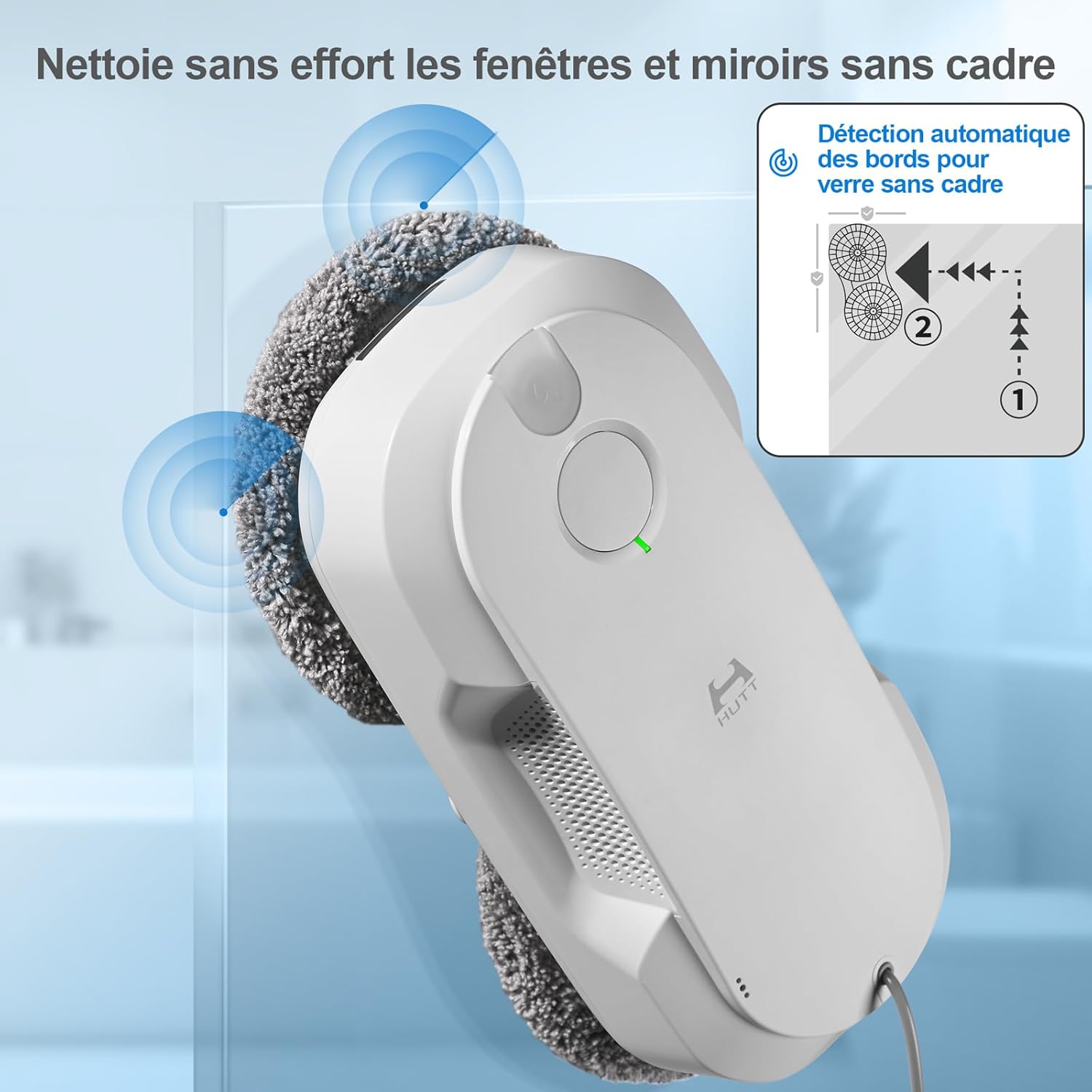 HUTT DDC56 Robot Laveur de Vitre, Robot Nettoyeur de Vitres avec Double Pulvérisation d'eau, Système de Protection à Triple, Navigation Intelligente, Télécommande