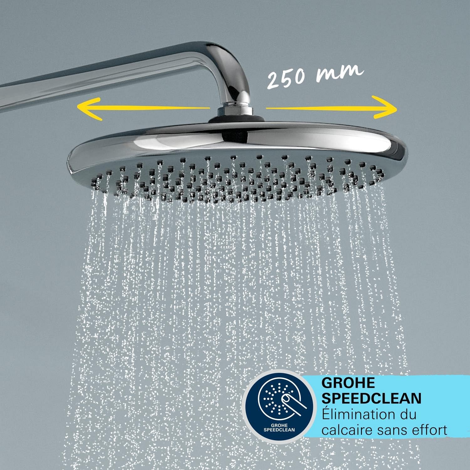 Grohe - Vitalio Start System 250, Colonne de Douche avec Mitigeur Thermostatique, Douchette Vitalio Start 110 2 jets, Flexible 1,75m, Chromé, 26677001