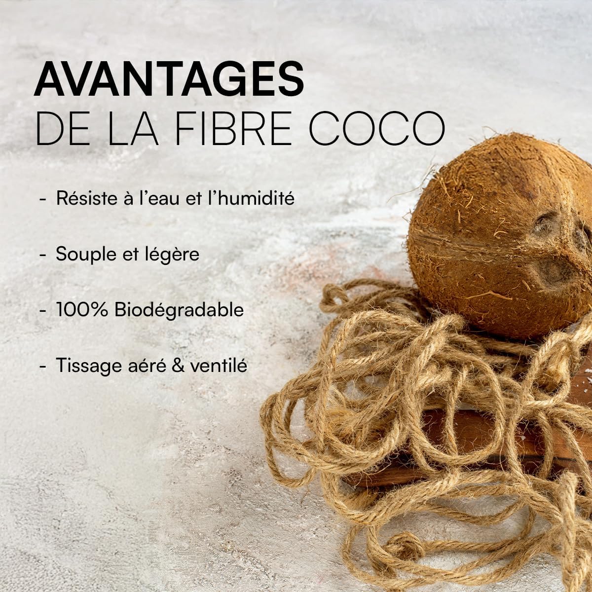 Voile d'Ombrage Coco - Toile de Coco Protection Solaire écologique - Plusieurs Tailles & Formes (Carré, Rectangle, Triangle) - Terrasse, Jardin, Pergola