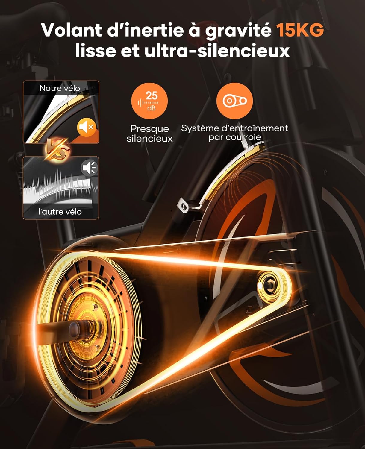 TOPUTURE Velo D Appartement Magnetique, Velo Appartement Connecté APP, Résistance réglable, Vélo d'intérieur avec silencieux, Vélos D'appartement avec fréquence cardiaque Capacité 160KG