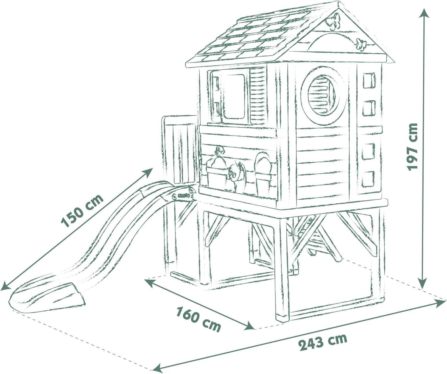 Smoby Life - Maison Pilotis - Plateforme de 70 cm - Echelle, Toboggan - Matière Recyclée - A Partir de 2 Ans - Fabrication Française