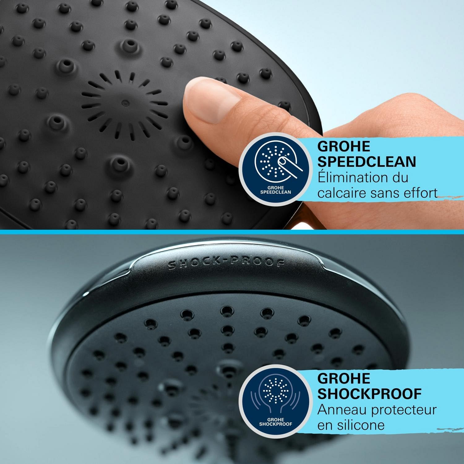 Grohe - Vitalio Start System 250, Colonne de Douche avec Mitigeur Thermostatique, Douchette Vitalio Start 110 2 jets, Flexible 1,75m, Chromé, 26677001