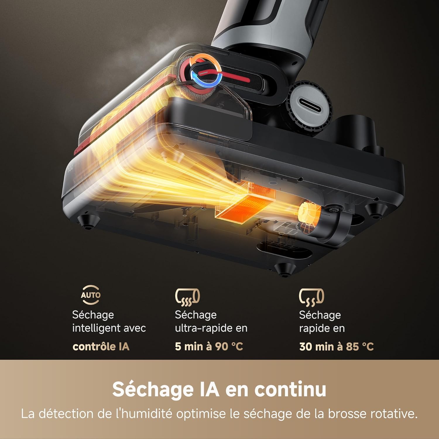 DREAME H15 Pro Heat Aspirateur Laveur, Nettoyage des sols à 85°C, bras robotisé IA GapFree, capteur RVB intelligent, 22 000Pa, 0 nœuds, lavage brosse à 100°C,séchage en 5 min à 90°C,contrôle par appli
