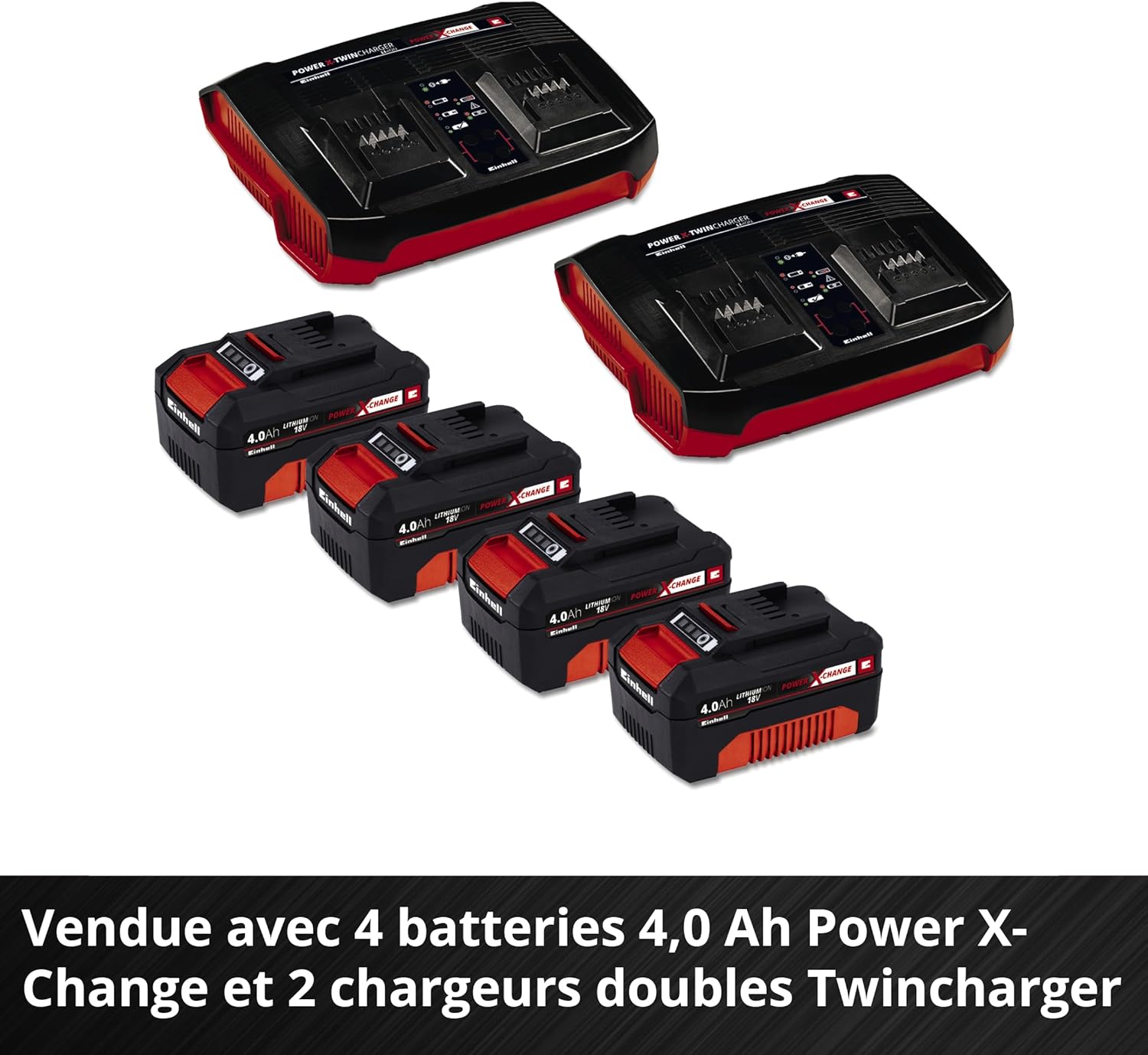 Einhell Professional Tondeuse à Gazon sans Fil GP-CM 36/47 S HW Li Power X-Change (36V, 47 cm Largeur de Coupe, autotractée, Moteur sans Charbon) Livré avec 4 Batteries 4,0Ah et 2 Chargeurs Doubles