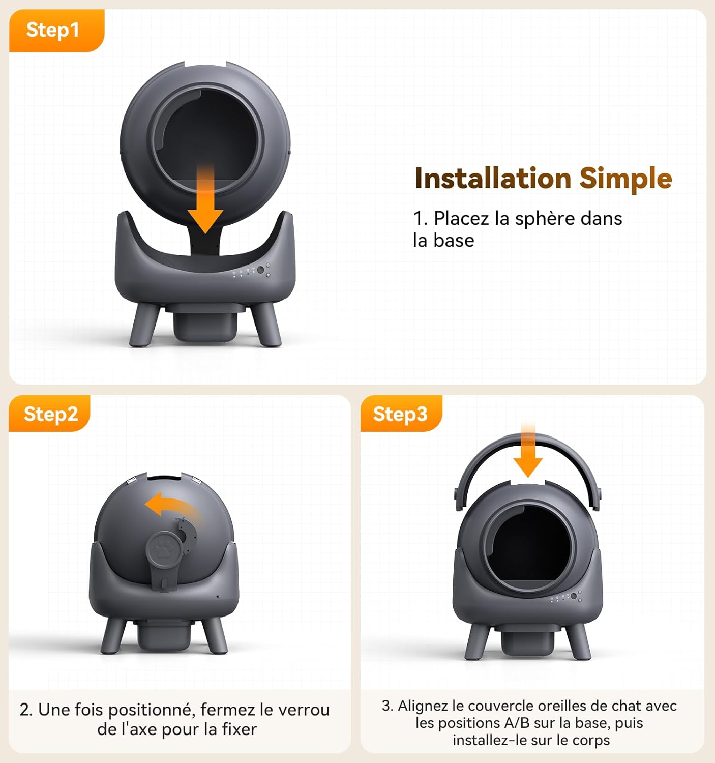 Litiere Chat Autonettoyante FEELNEEDY, Bac à Litière Automatique, Anti-Fuites/Anti-Pincement/Triple Anti-Odeur/Secure/Contrôle APP/Nettoyage Facile, Capacité Maximale de 65L