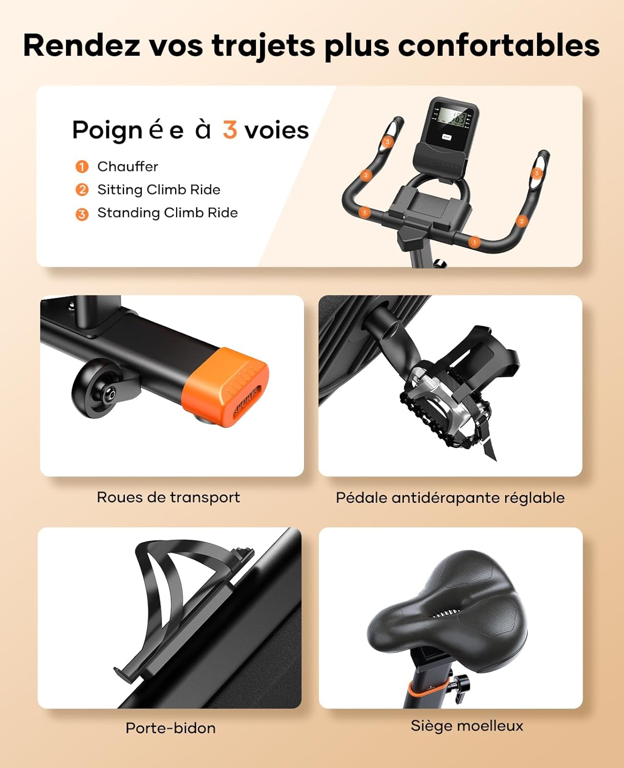 TOPUTURE Velo D Appartement Magnetique, Velo Appartement Connecté APP, Résistance réglable, Vélo d'intérieur avec silencieux, Vélos D'appartement avec fréquence cardiaque Capacité 160KG