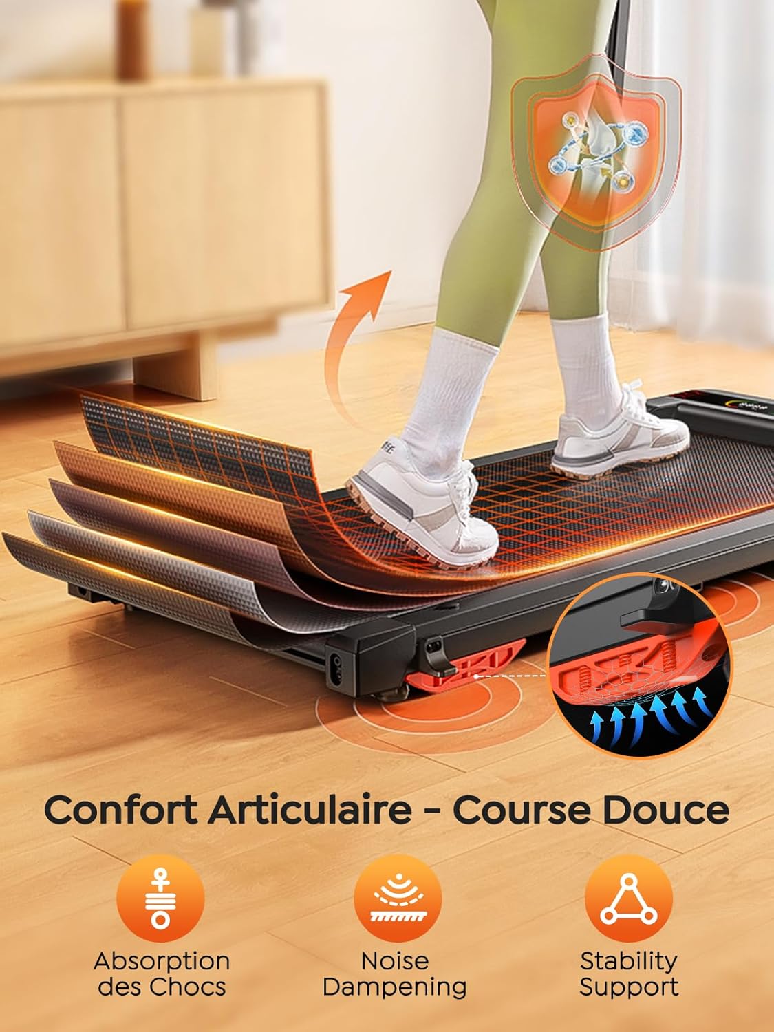 homeTro Tapis de Course Pliable 5-en-1 avec LED Motivantes - Tapis de Marche Inclinable 9%, Moteur Silencieux, Double Écran LED, 1-12 km/h, Compact Walking Pad Maison/Bureau (120kg Max)
