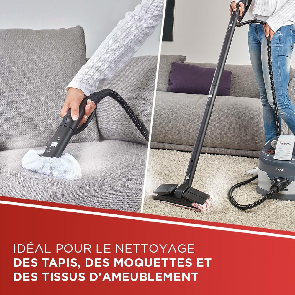 Polti Vaporetto Eco Pro 3.0, Nettoyeur à Vapeur avec Chaudière et Bouchon de Sécurité, Puissance de la Chaudière Max. 2000 W, Réservoir de 2 L, 9 Accessoires Inclus, Fabriqué en Italie, Gris