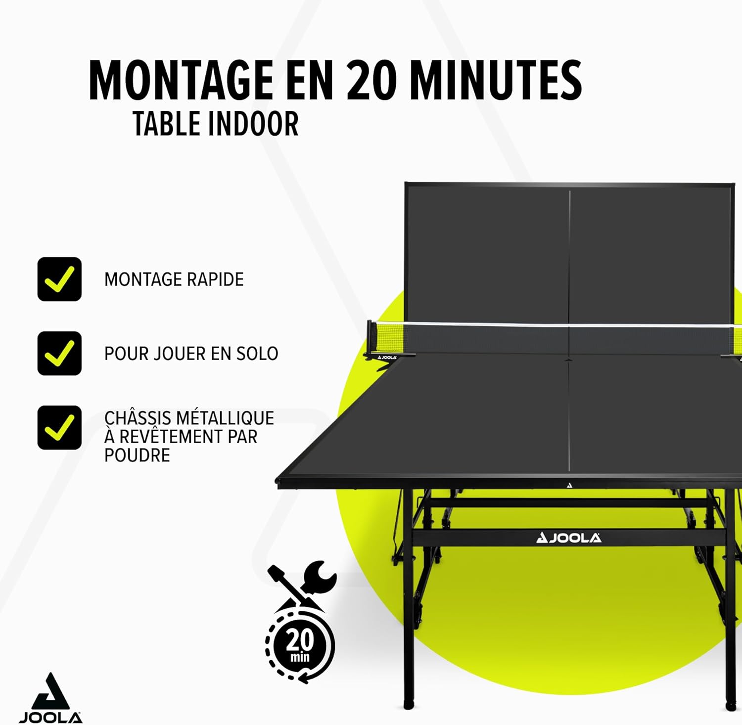JOOLA Tables de Tennis de Table Inside, Table de ping-Pong d'intérieur, Piètement Pliable - Montage Rapide - Filet Inclus, 274 x 152,5 x 76 cm