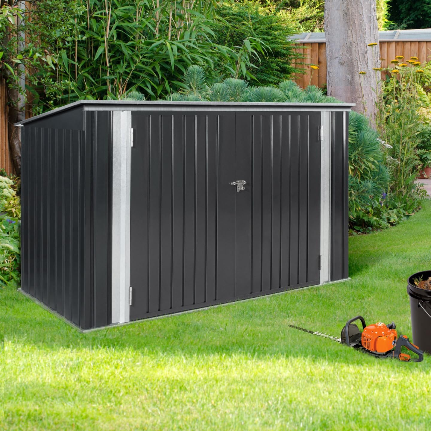 IDMarket - Abri de Jardin en métal verrouillable Multi-Rangement pour Stockage vélos, Outils, poubelles