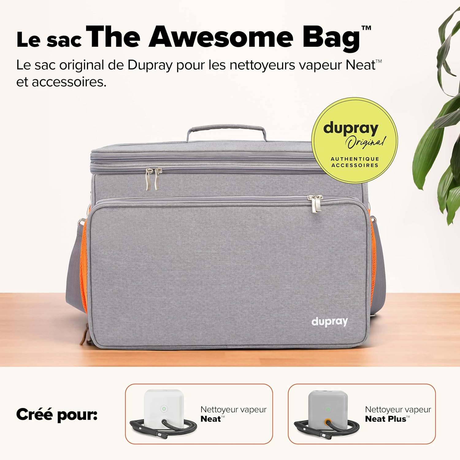 Nettoyeur vapeur Dupray Neat avec kit de 18 accessoires – Nettoyage puissant, sans produits chimiques pour sols, voiture, carrelage, joints et plus (Neat avec le sac de rangement the Awesome Bag)